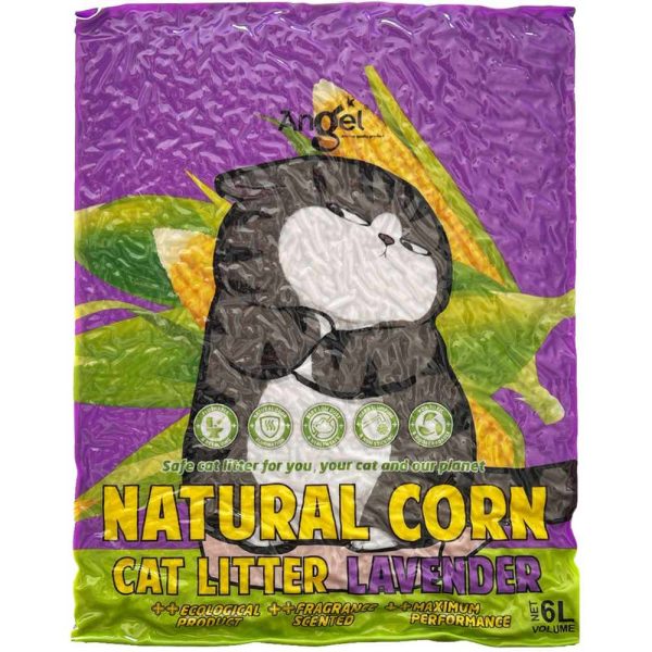 2 FOR $15: Angel Natural Corn Lavender Cat Litter 6L For Sale