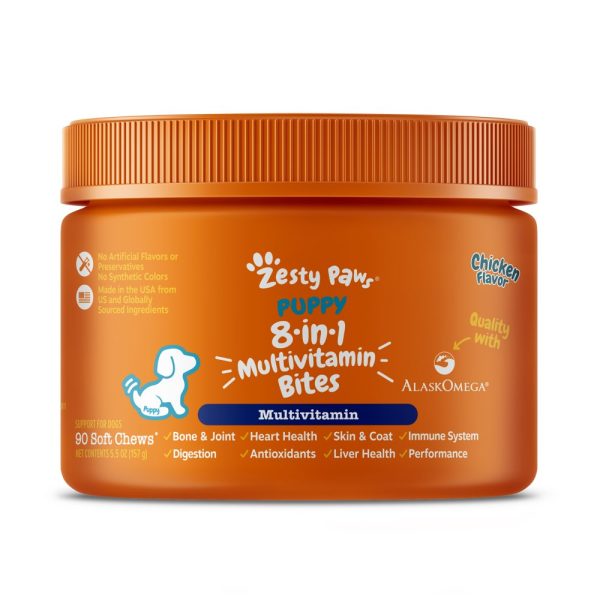 10% OFF: Zesty Paws Puppy 8-in-1 Bites Multivitamin Chicken Flavor Dog Supplement Chews 90ct on Sale