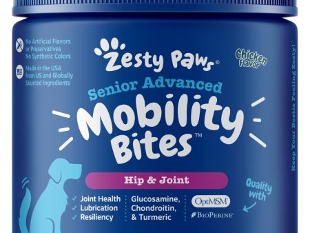 10% OFF: Zesty Paws Senior Advanced Mobility Bites Chicken Flavor Dog Supplement Chews 90ct Online Hot Sale