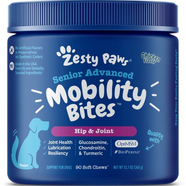 10% OFF: Zesty Paws Senior Advanced Mobility Bites Chicken Flavor Dog Supplement Chews 90ct Online Hot Sale