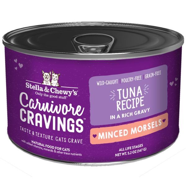 3 FOR $14.40 (Exp 24Mar25): Stella & Chewy s Carnivore Cravings Minced Morsels Tuna In Gravy Grain-Free Canned Cat Food 5.2oz Online Sale