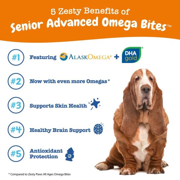 10% OFF: Zesty Paws Senior Advanced Omega Bites Chicken Flavor Dog Supplement Chews 90ct Cheap