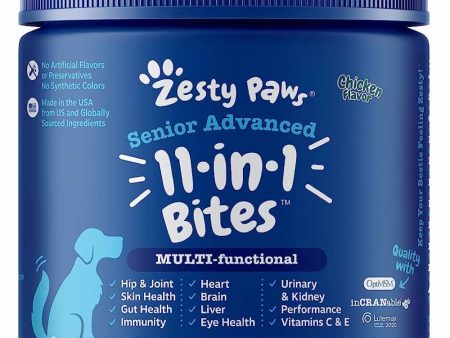 10% OFF: Zesty Paws Senior Advanced 11-in-1 Bites Chicken Flavor Dog Supplement Chews 90ct Online