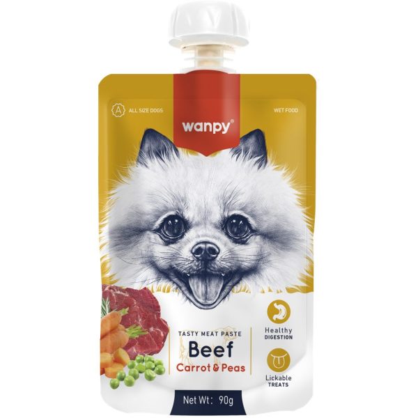 5 FOR $11: Wanpy Beef, Carrot & Pea Tasty Meat Paste Dog Treat 90g Online now