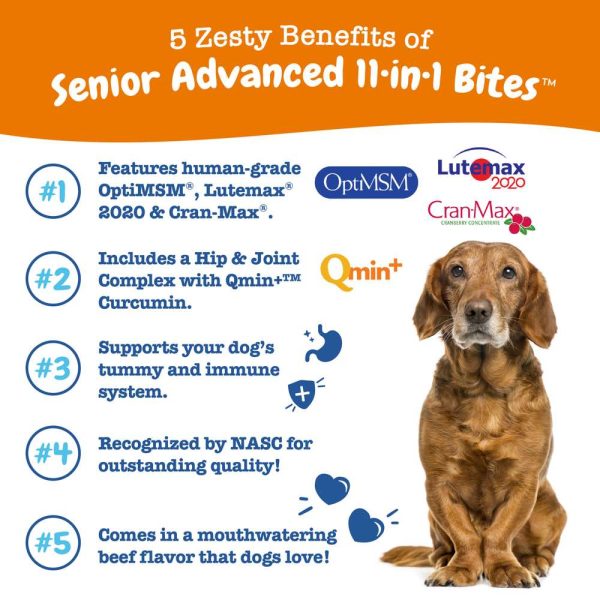 10% OFF: Zesty Paws Senior Advanced 11-in-1 Bites Chicken Flavor Dog Supplement Chews 90ct Online