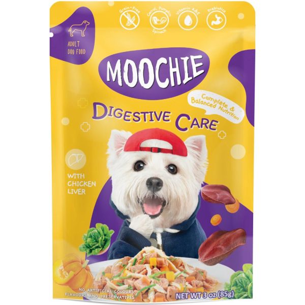 31% OFF: Moochie Digestive Care Chicken Liver Grain-Free Adult Pouch Dog Food 85g x 12 Online