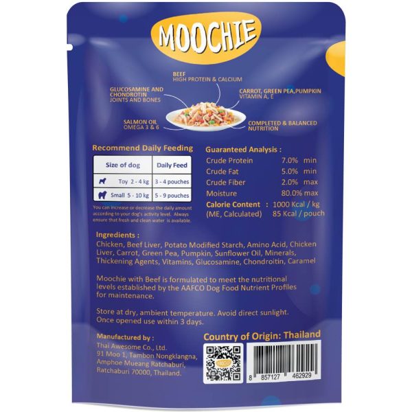 31% OFF: Moochie Fit & Firm Beef Grain-Free Adult Pouch Dog Food 85g x 12 For Sale