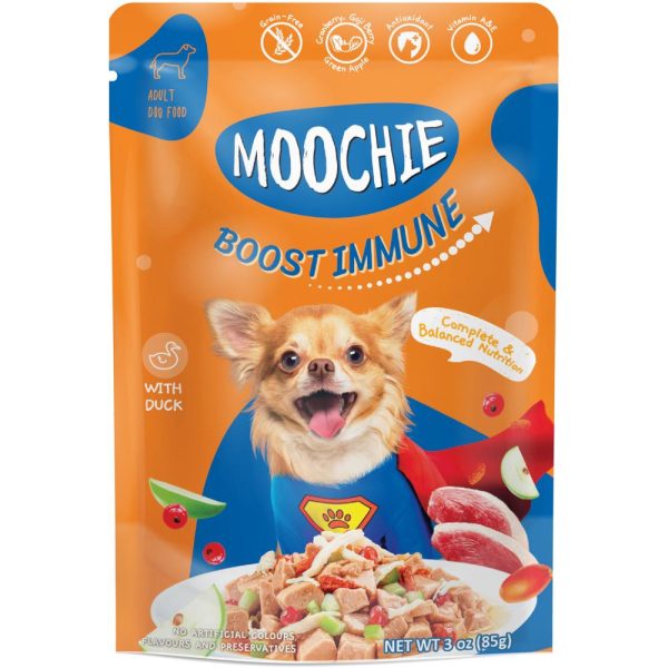 31% OFF: Moochie Boost Immune Duck Grain-Free Adult Pouch Dog Food 85g x 12 Discount