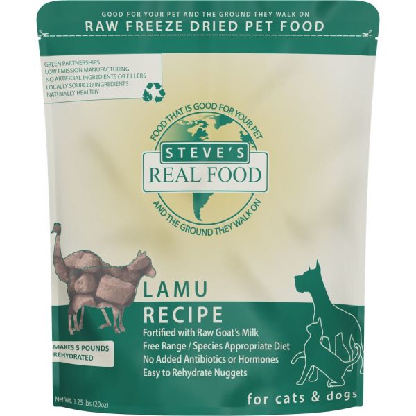 BUNDLE DEAL+FREE WIPES : Steve s Real Food Lamu Grain-Free Freeze-Dried Raw Food For Cats & Dogs 20oz Discount