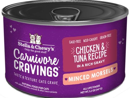 3 FOR $14.40 (Exp 31Mar25): Stella & Chewy Carnivore Cravings Minced Morsels Chicken & Tuna In Gravy Grain-Free Canned Cat Food 5.2oz Online Sale