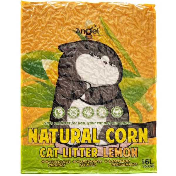 2 FOR $15: Angel Natural Corn Lemon Cat Litter 6L Sale