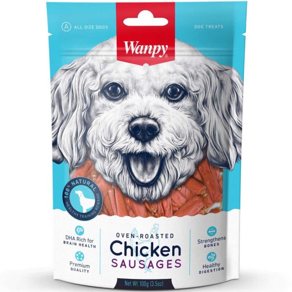 3 FOR $10.50: Wanpy Oven-Roasted Chicken Sausages Dog Treats 100g For Discount