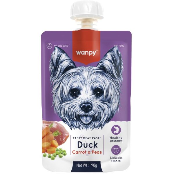 5 FOR $11: Wanpy Duck, Carrot & Pea Tasty Meat Paste Dog Treat 90g For Discount