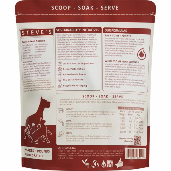 BUNDLE DEAL+FREE WIPES : Steve s Real Food Beef Grain-Free Freeze-Dried Raw Food For Cats & Dogs 20oz Supply