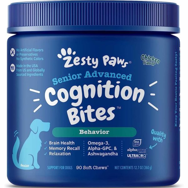 10% OFF: Zesty Paws Senior Advanced Cognition Bites Chicken Flavor Dog Supplement Chews 90ct For Discount