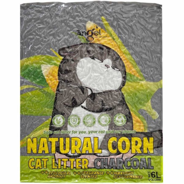 2 FOR $15: Angel Natural Corn Charcoal Cat Litter 6L Hot on Sale