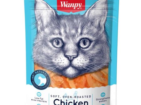 3 FOR $9.90: Wanpy Soft Oven-Roasted Chicken Jerky Strips Cat Treats 80g For Sale