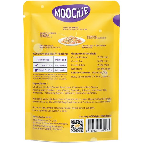 31% OFF: Moochie Digestive Care Chicken Liver Grain-Free Adult Pouch Dog Food 85g x 12 Online