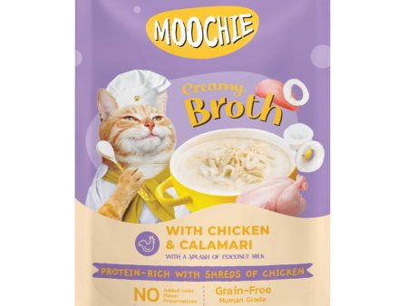 20% OFF: Moochie Creamy Broths With Chicken & Calamari Grain-Free Pouch Cat Food 40g x 16 Supply