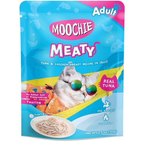 24% OFF: Moochie Meaty Tuna & Chicken Breast Recipe In Jelly Adult Pouch Cat Food 70g x 12 Online