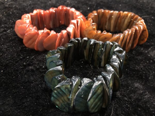 Set of Three Wide Stretch Shell Bracelets on Sale