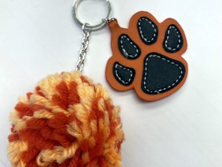 Paw Keychain or Bag Backpack Charm with Pom Pom Supply