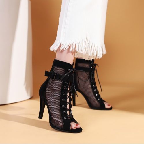 Stylish Peep Toe Hollow Mesh Online Sale