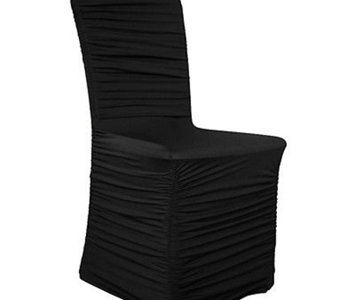 Chair Cover Spandex Ruched Black Online Sale