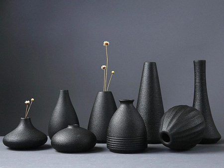 Black Ceramic Small Vase for Fashion