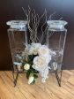 Beverage Dispenser Set of 2 With Black Metal Stand and flower arrangement Discount