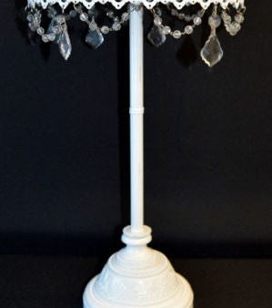 18  Tall Cake Stand With White Round Hanging Crystals For Discount