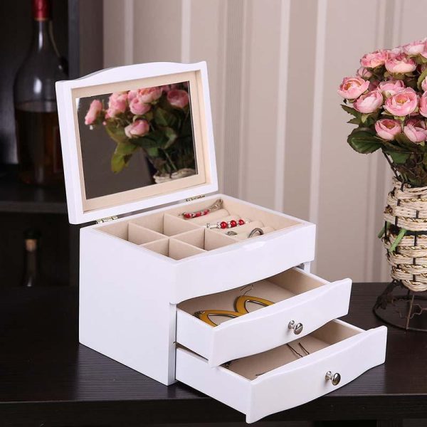 Wooden Jewelry Box with Mirror Discount