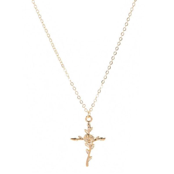 Alloy Rose Cross Pendant For Sale