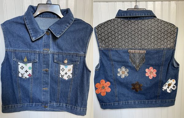 Hand Made (no two alike) Repurposed Designer Denim Vest (spot clean only) Size Medium Cheap