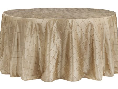 Tablecloth Champagne Gold Pintuck Round 120  Cheap