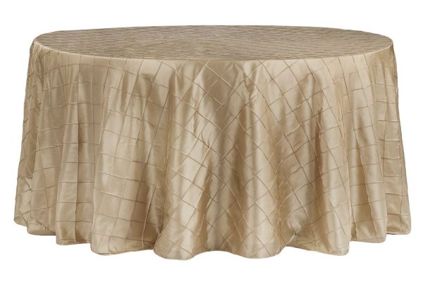 Tablecloth Champagne Gold Pintuck Round 120  Cheap