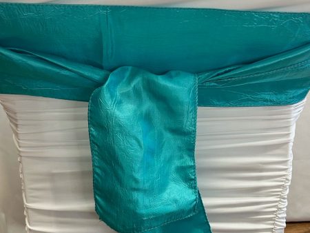 Teal Crinkle Taffeta Sash For Discount