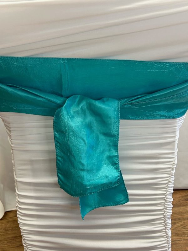 Teal Crinkle Taffeta Sash For Discount