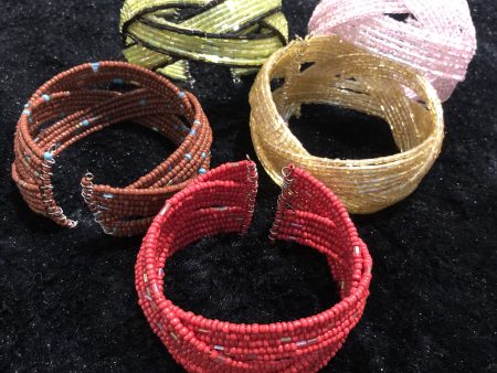 Set of Five Assorted Beaded Cuff Bracelets Online