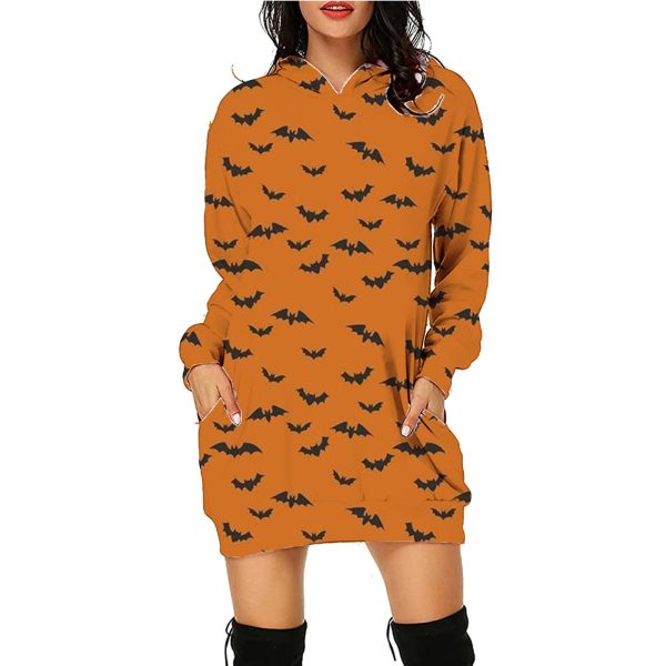 Halloween Print Long Hoodie Online now