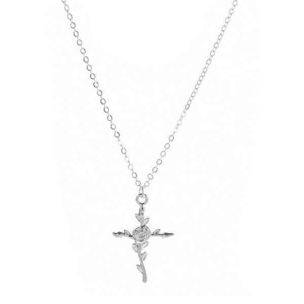 Alloy Rose Cross Pendant For Sale