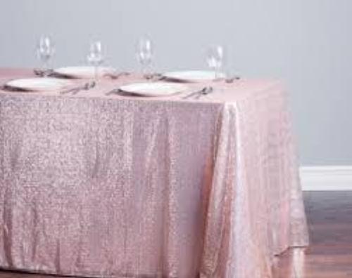 Tablecloth Matte Sequin Blush Pink Rectangular 90 x156  Online Hot Sale