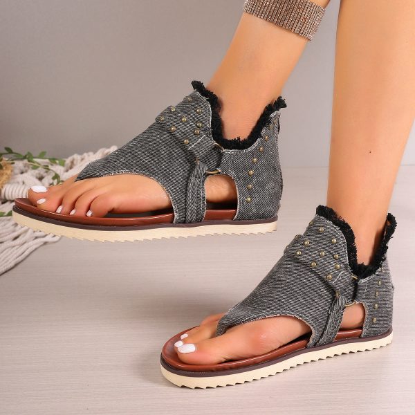 Denim Thong Sandals With Rear For Sale