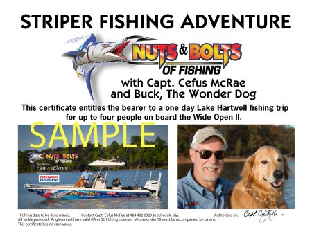 Striper Fishing Gift Certificate Supply