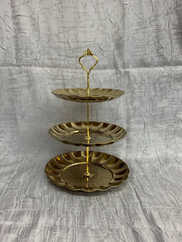 3 Tier Gold Dessert Stand Online now