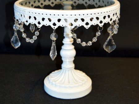 9 x 9  Round Cake Stand With Hanging Crystals Cheap