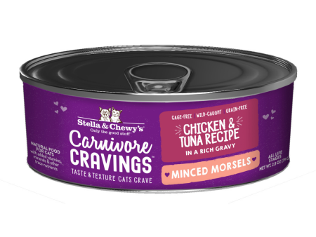 Stella & Chewys Carnivore Cravings Minced Morsels Cage Free Chicken and Wild Caught Tuna Recipe Cans on Sale